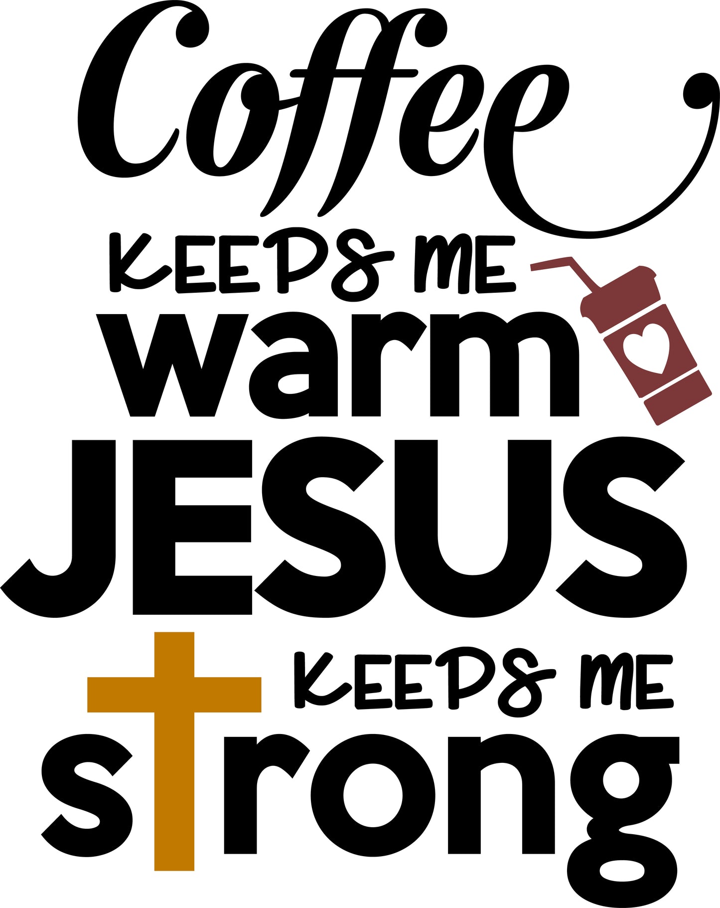 Coffee keeps me Warm Jesus Keeps me Strong